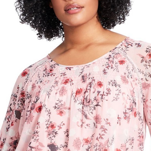 Kensie Plus Size Pink Floral Top Sz 3X - Picture 3 of 8
